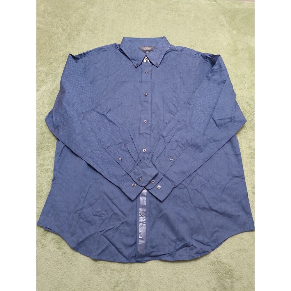 Croft Barrow Shirt Mens Large Blue Solid Wrinkle Free Button Down NWOT